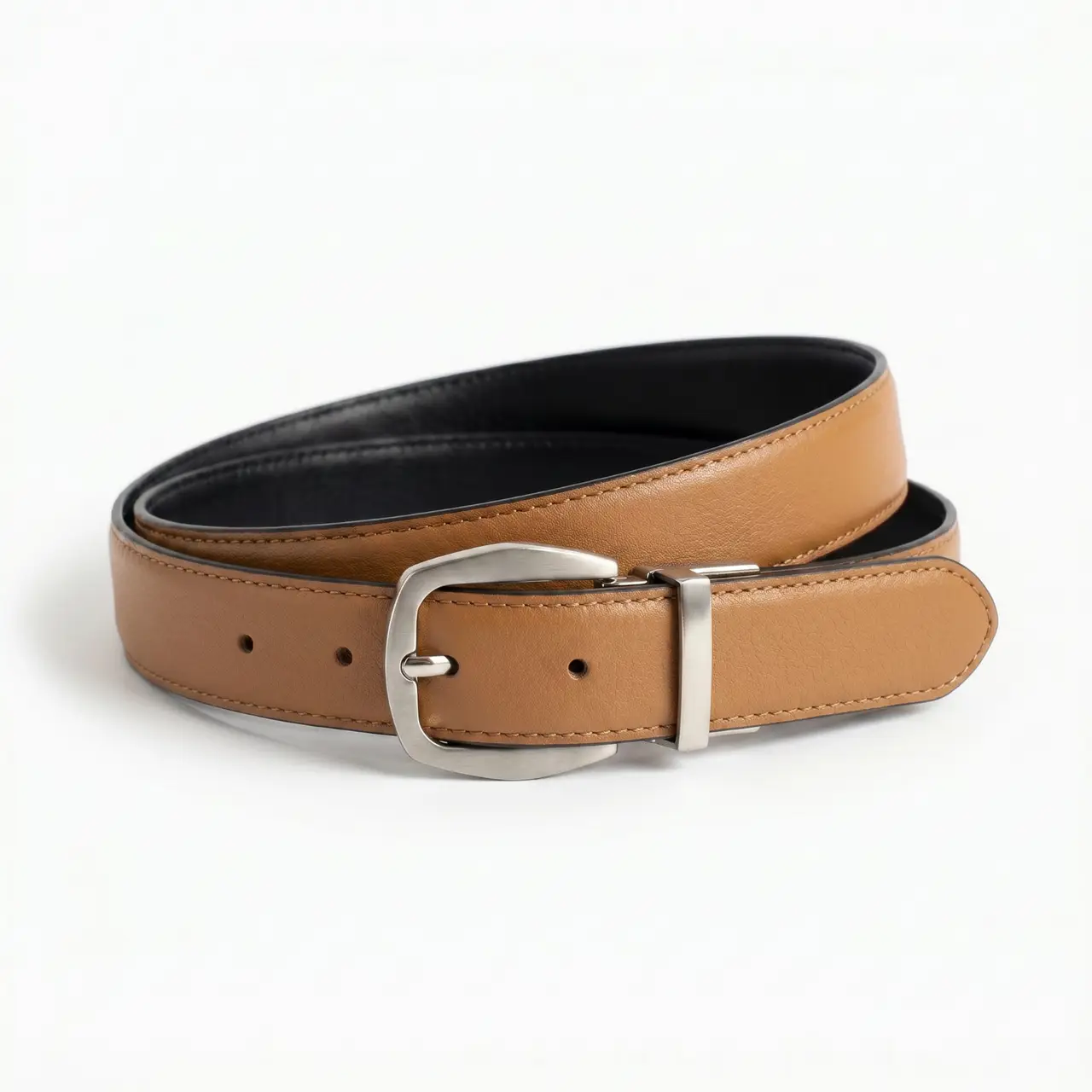 Ceinture Réversible en Cuir – Noir & Camel