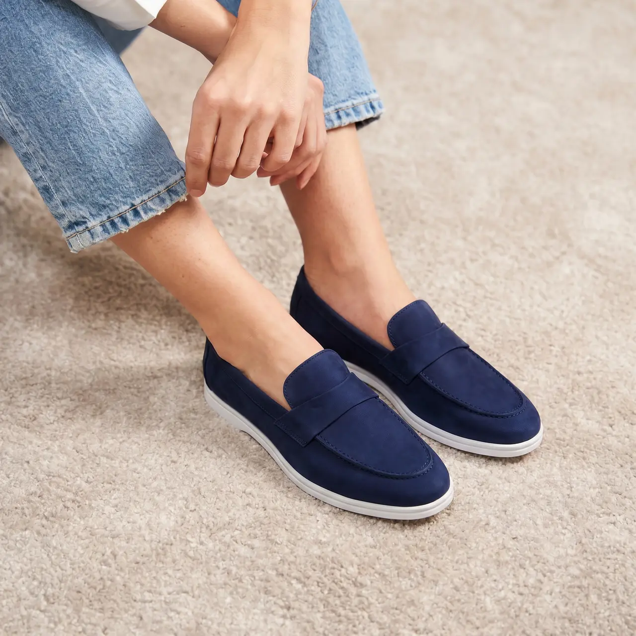 Mocassins en Daim Bleu Roi