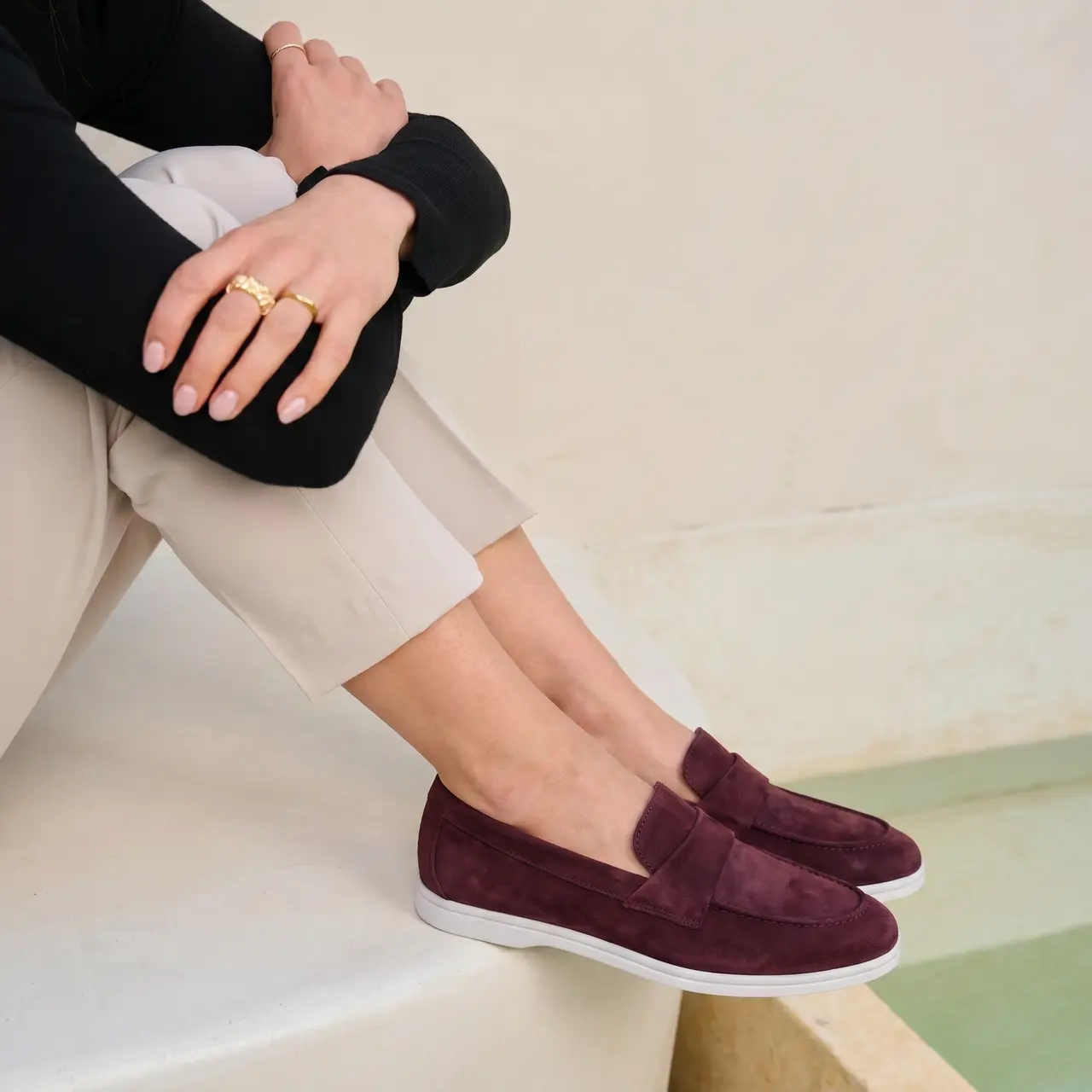 Mocassins en Daim burgundy