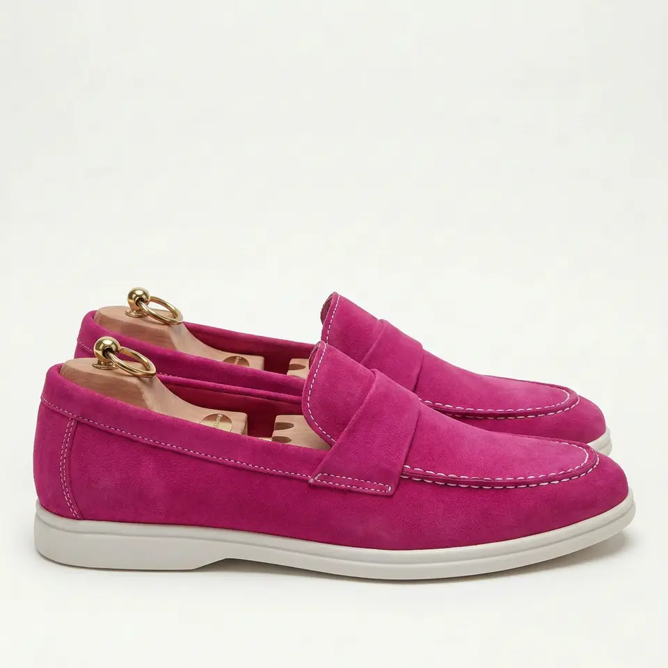 Mocassins en Daim Rose Fuchsia